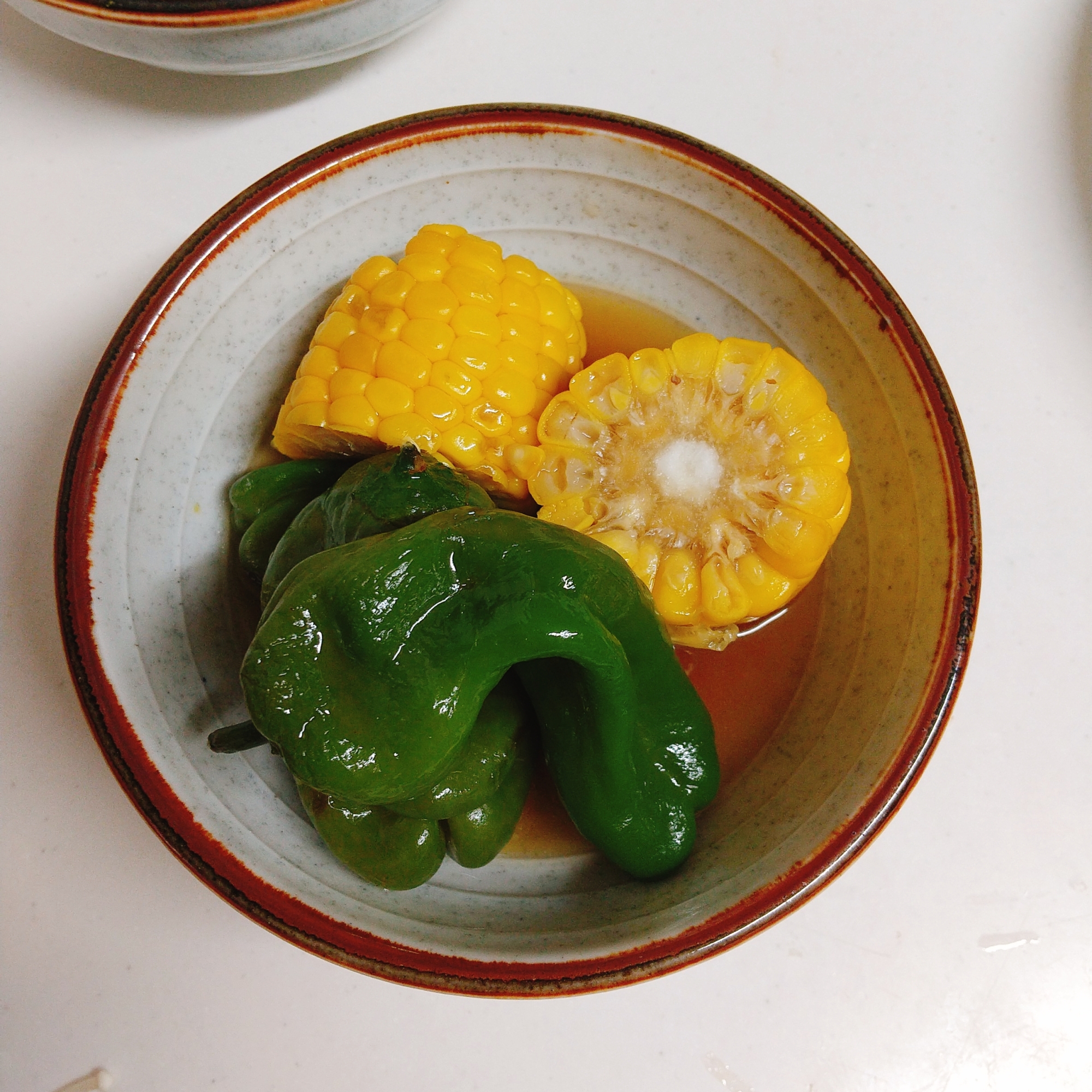 ピーマンととうもろこしの焼き浸し