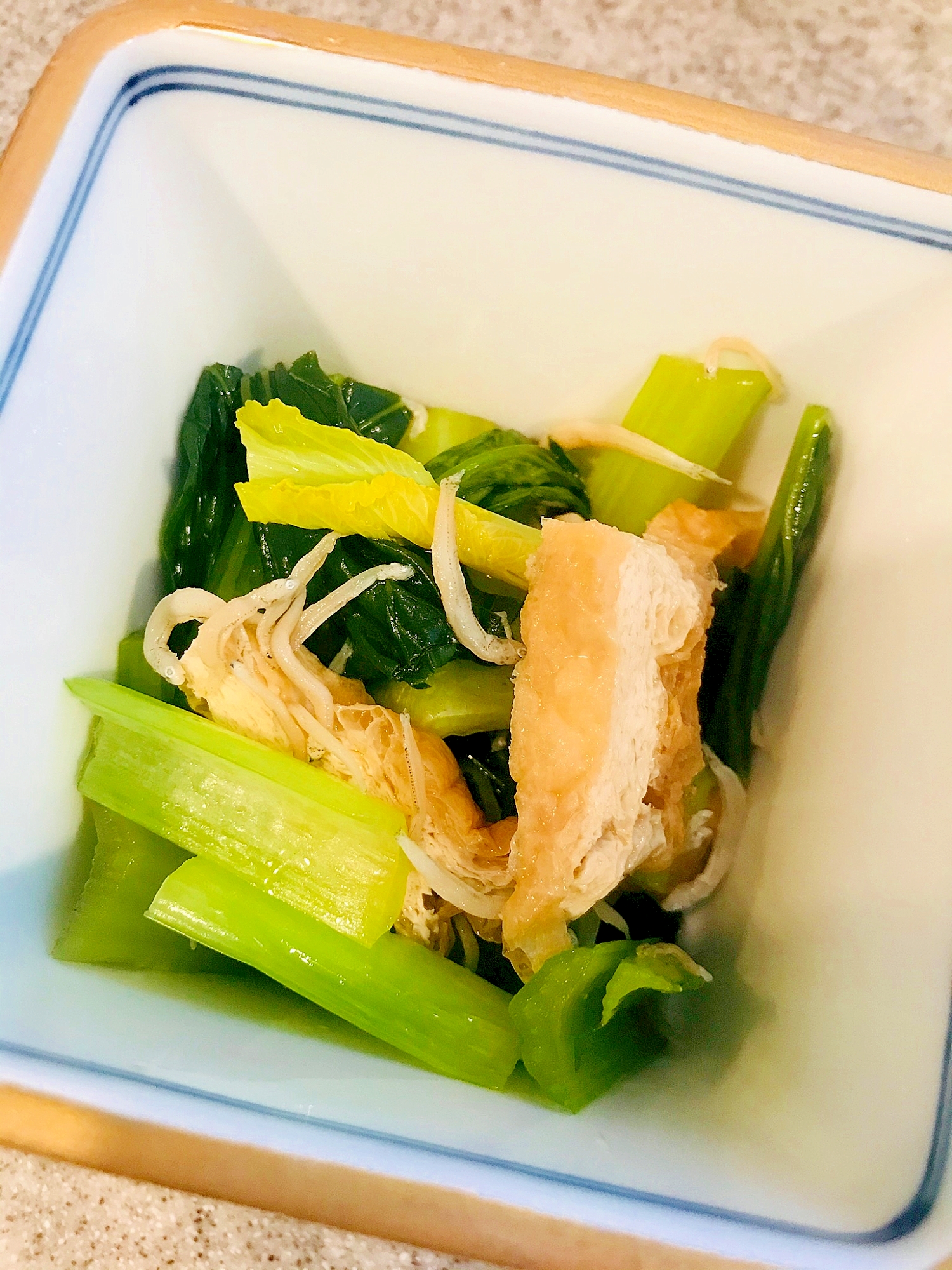 小松菜と油揚げ、しらすの煮物