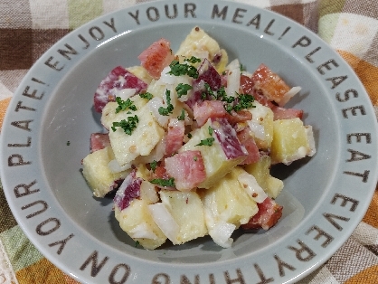 choco4755さん〜レシピお邪魔してコチラを参考に♪ハニーマスタードとさつま芋の甘さ&別焼きのベーコンの塩味がとってもおいしかったです(*ˊᵕˋ*)੭ ੈ