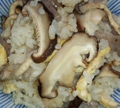 椎茸とうすあげの炊き込みご飯