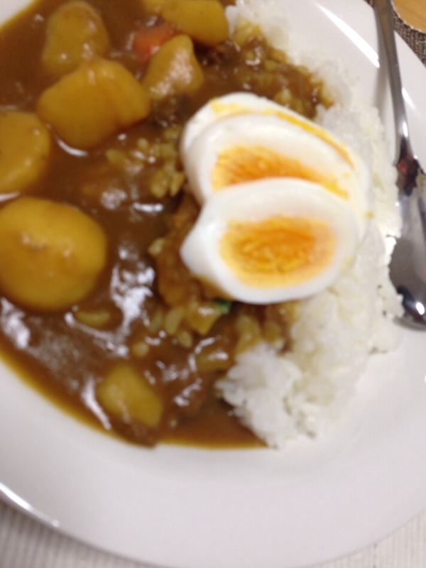 ゆで卵の節約☆カレーライス(*^^*)