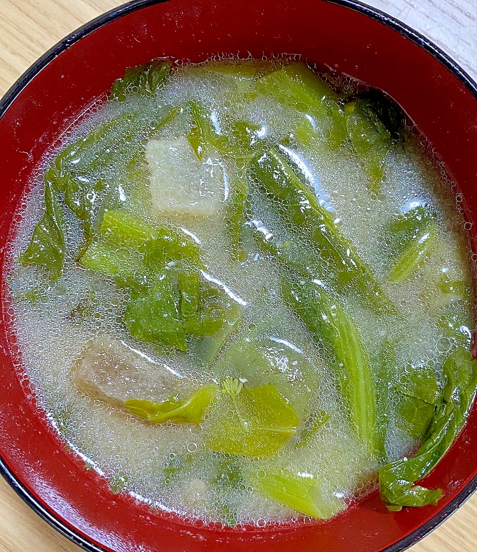 小松菜と鯨の味噌汁