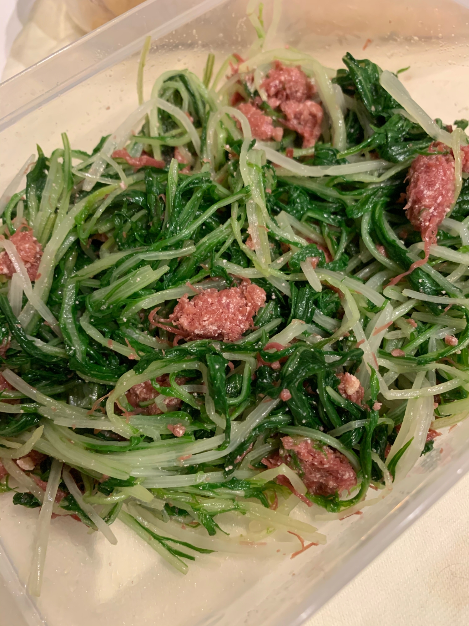 【アラサーおつまみ】水菜とコンビーフの中華風サラダ