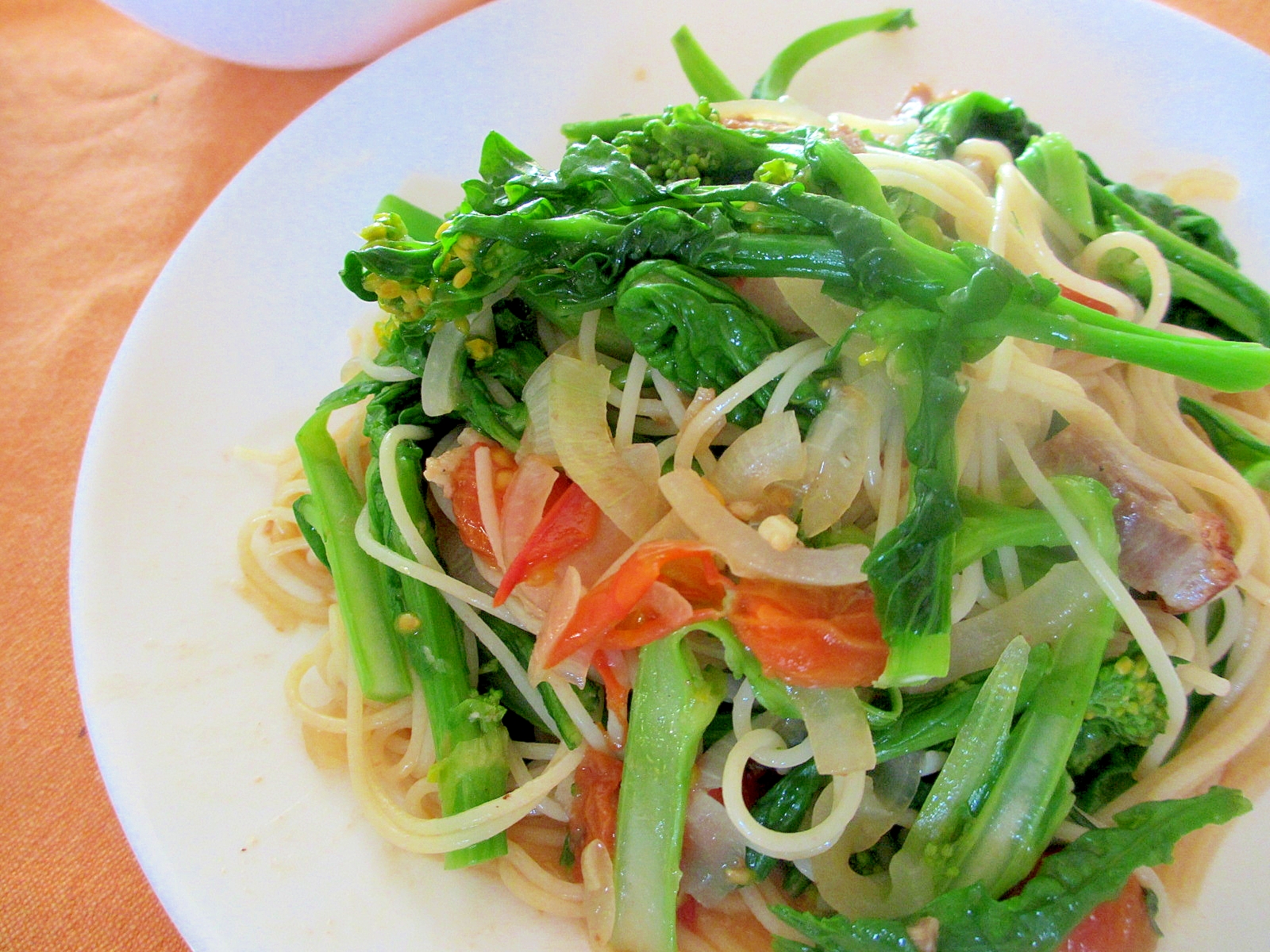 菜の花 ベーコン プチトマトのパスタ レシピ 作り方 By Mococo05 楽天レシピ