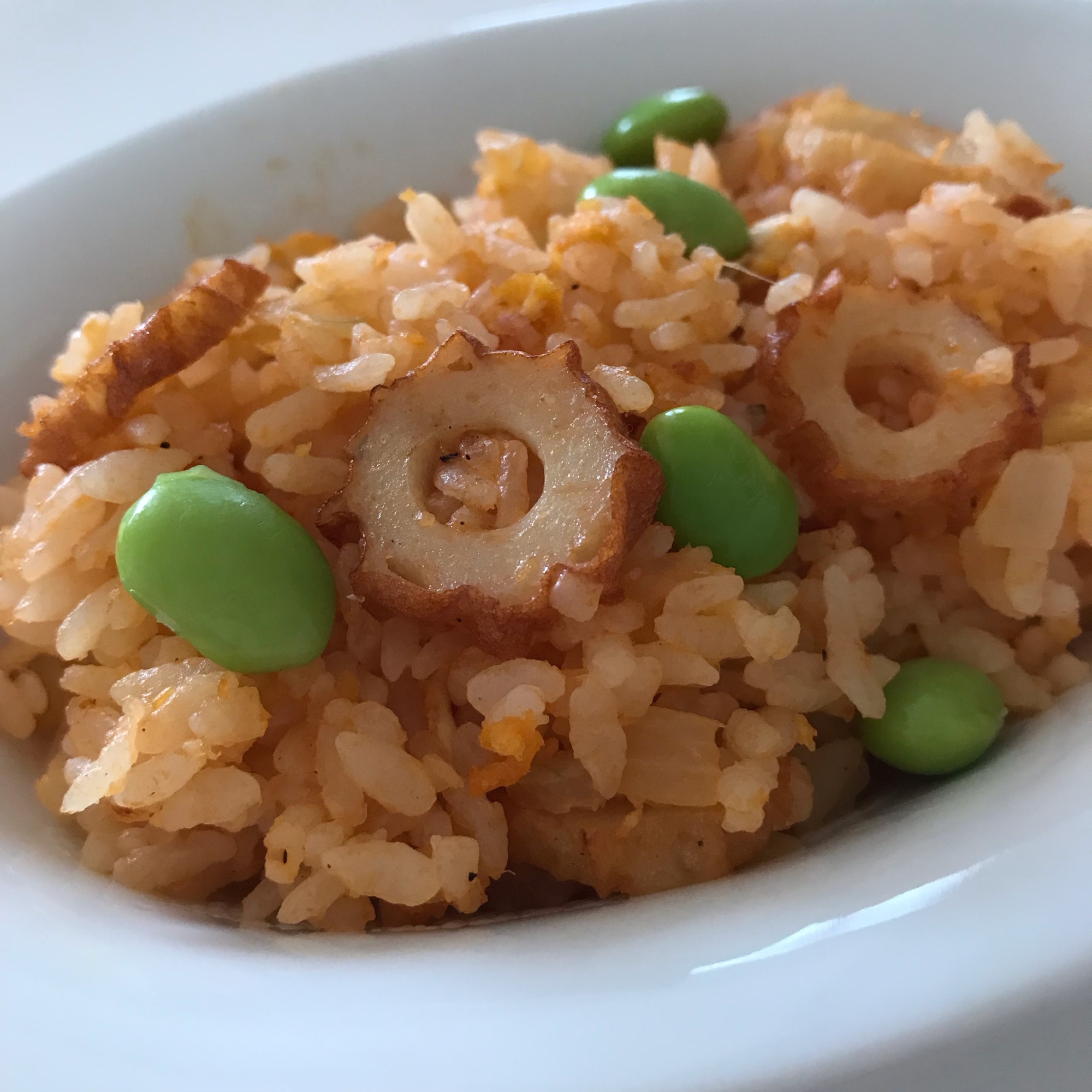 ちくわと枝豆のバターケチャップチャーハン