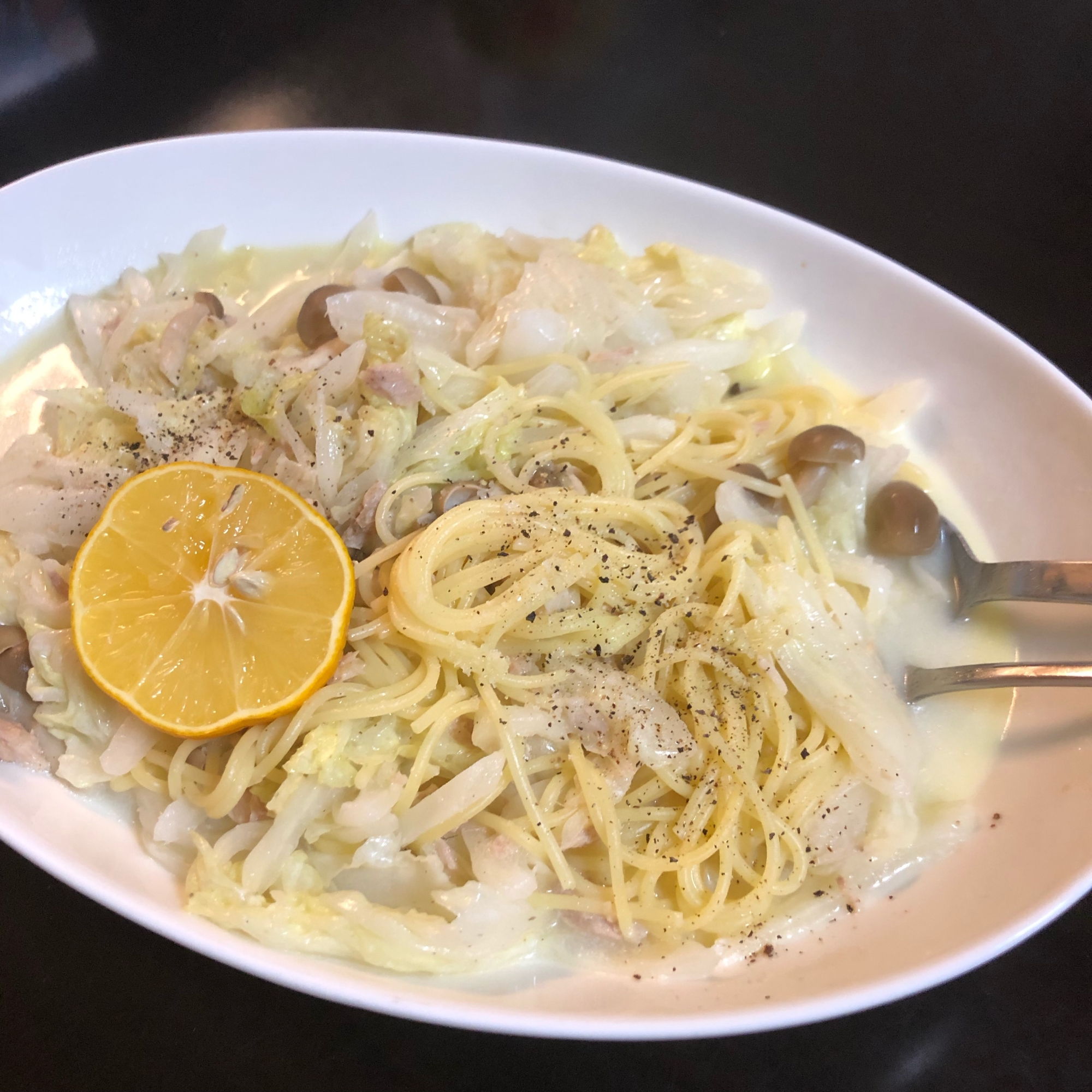 牛乳で‼️ツナのレモンクリームパスタ♪