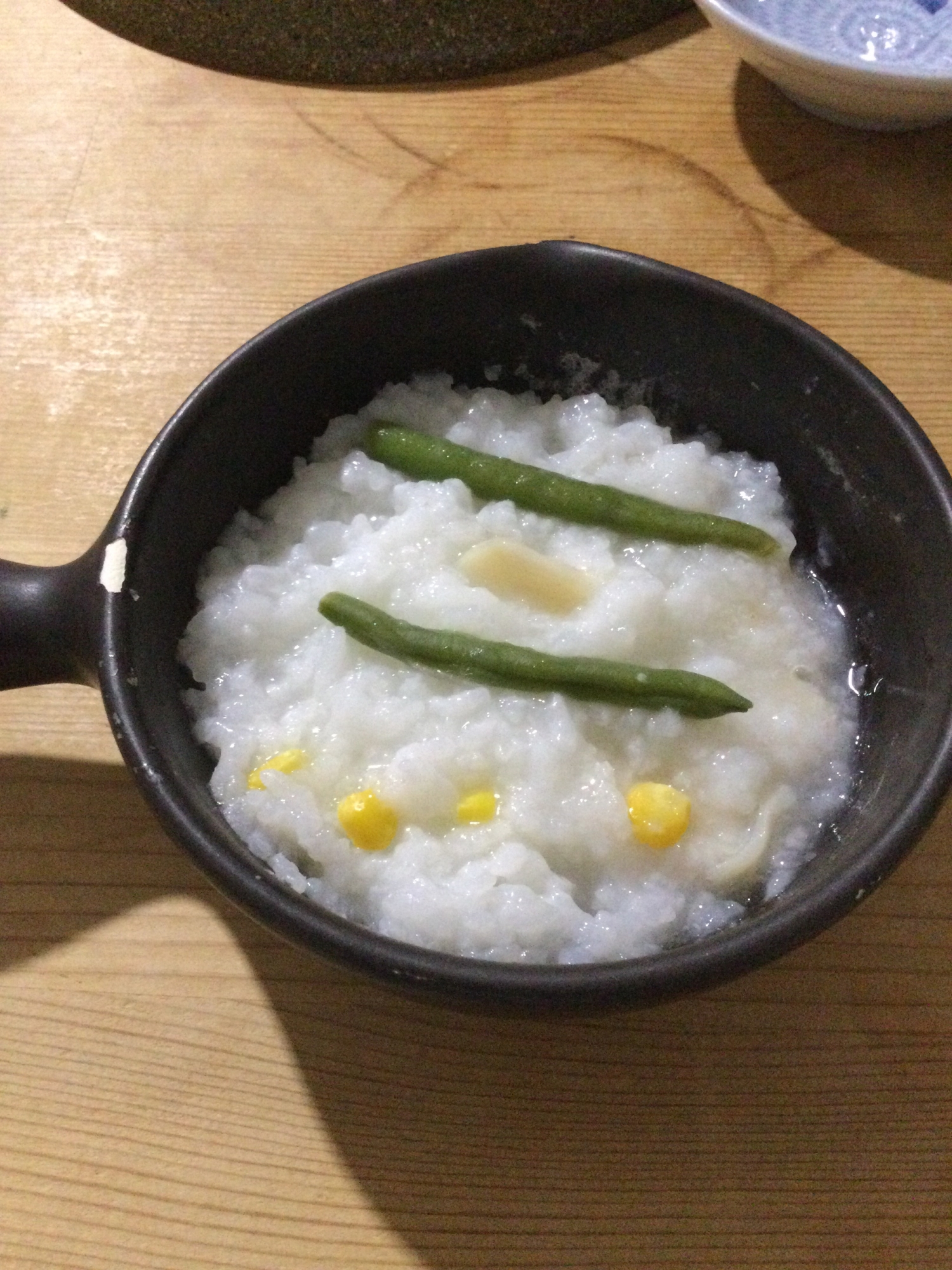 ホタテ貝柱いんげんコーン入りおかゆ♪