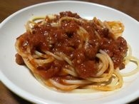 ミートソーススパゲティ、トマト缶を使って喫茶店風の