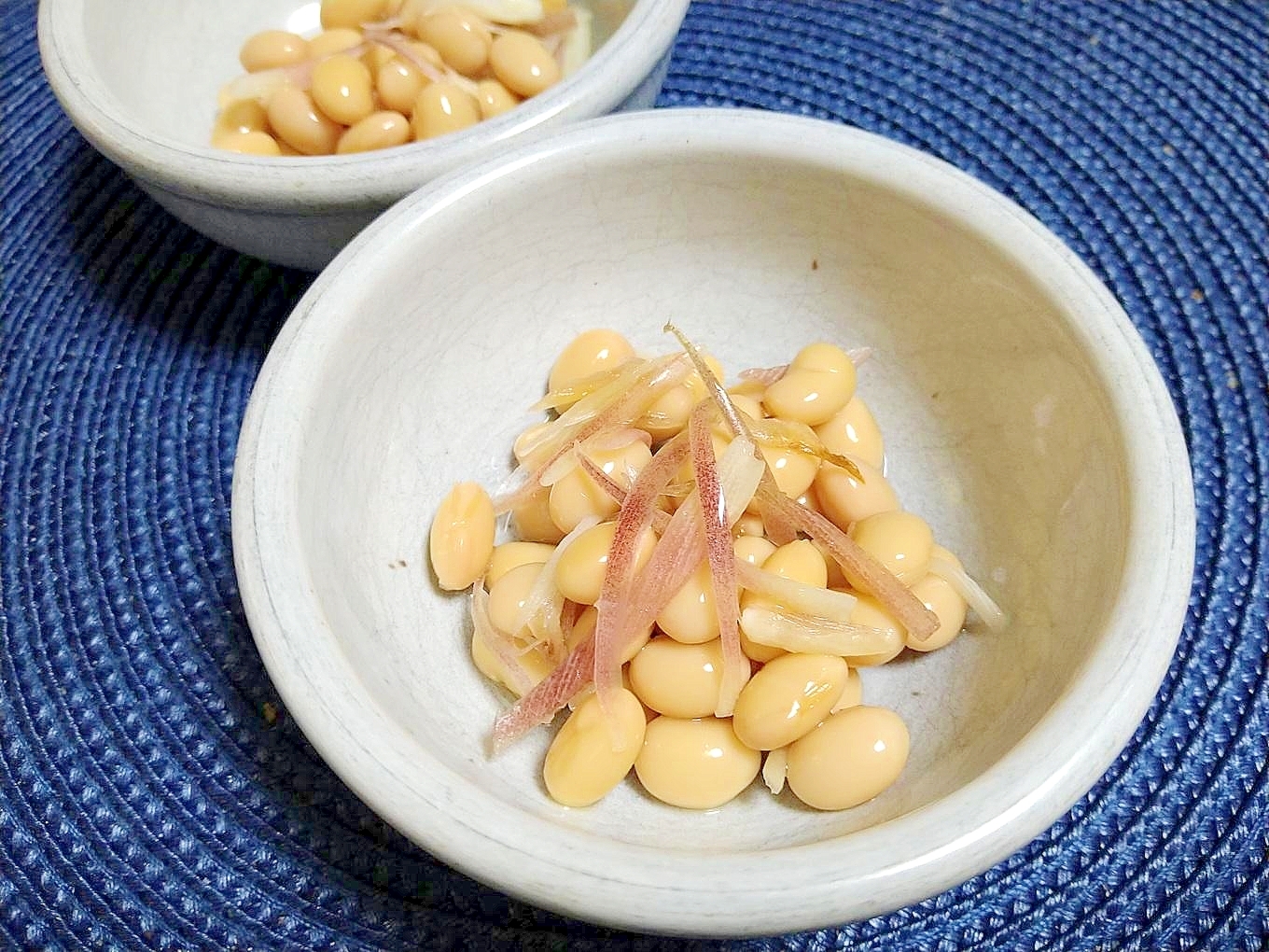 茗荷と大豆の水煮缶詰で簡単ピクルス