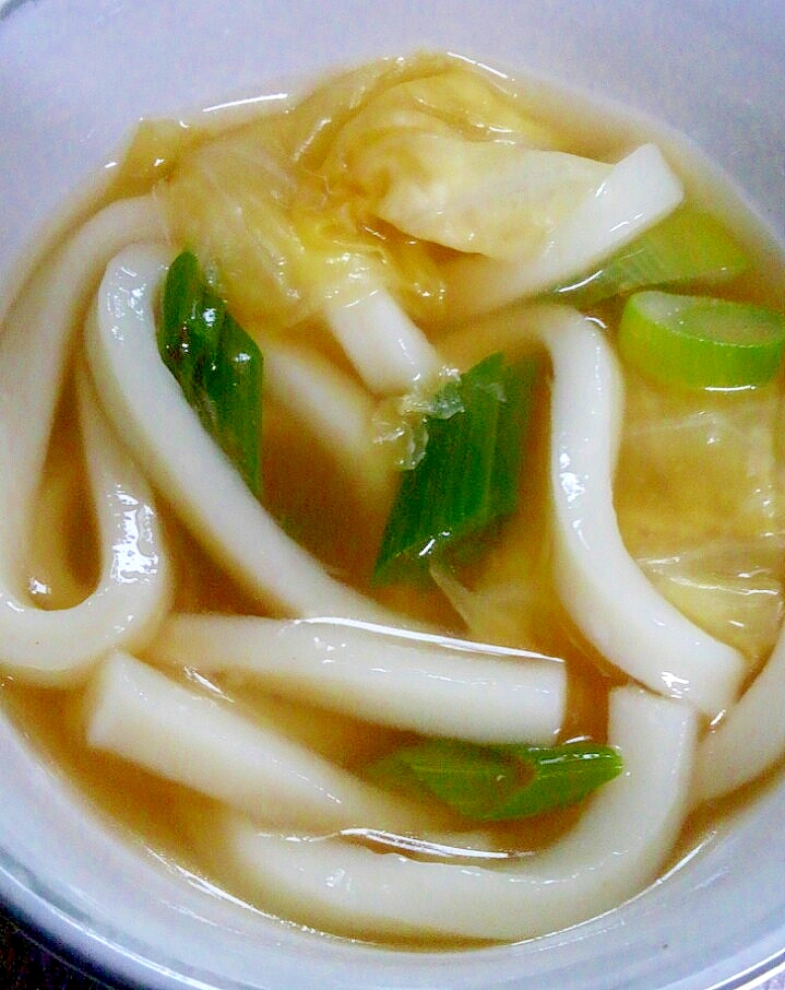キャベツとねぎのうどん