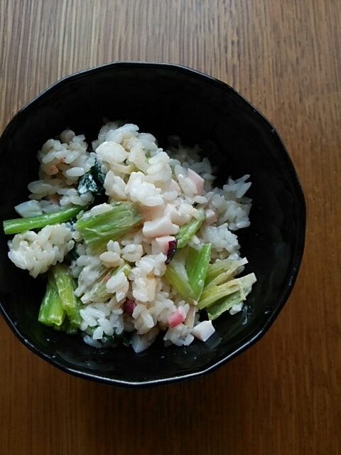 たことほうれん草の醤油マヨご飯