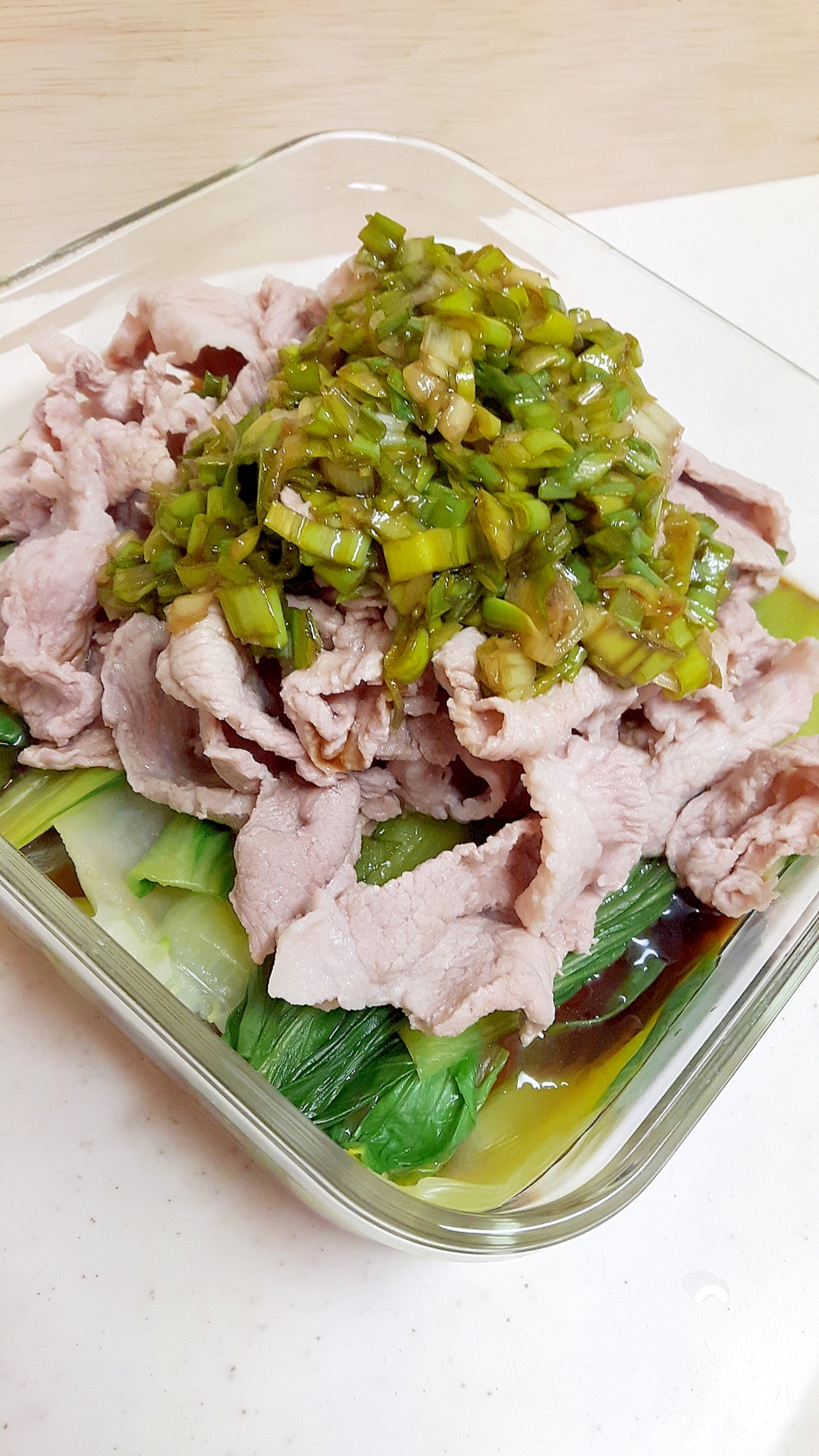 簡単!(^^)ゆで豚とチンゲン菜のネギポン酢ダレ♪