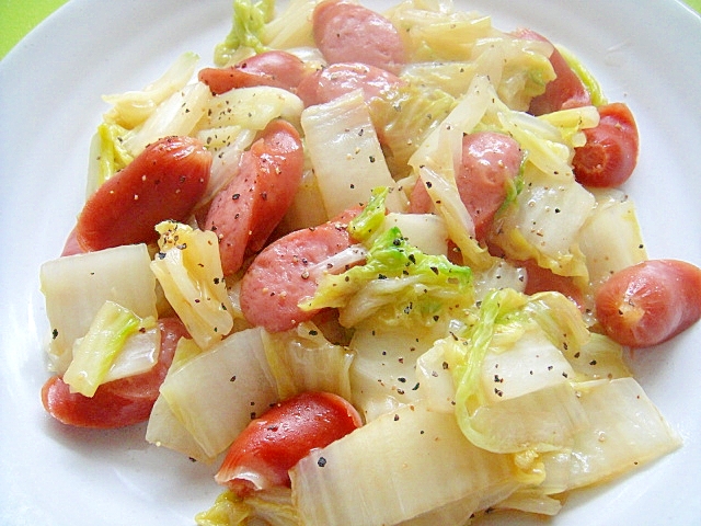 白菜とウインナーの簡単炒め レシピ 作り方 By Mint74 楽天レシピ