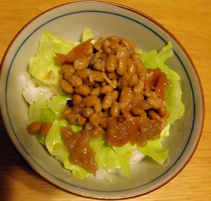 納豆の食べ方-梅キャベツ生姜♪