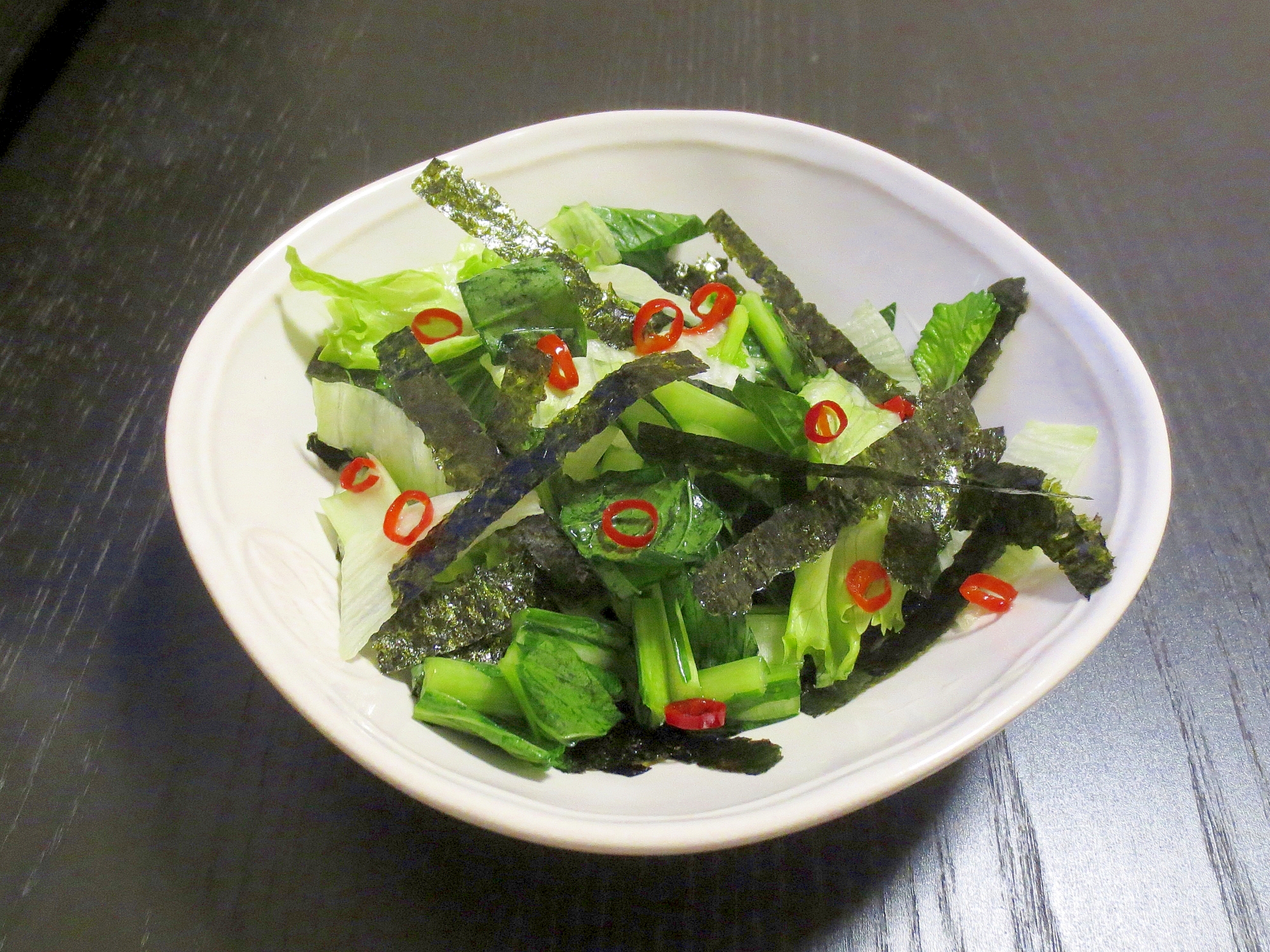 小松菜レタスの海苔サラダ