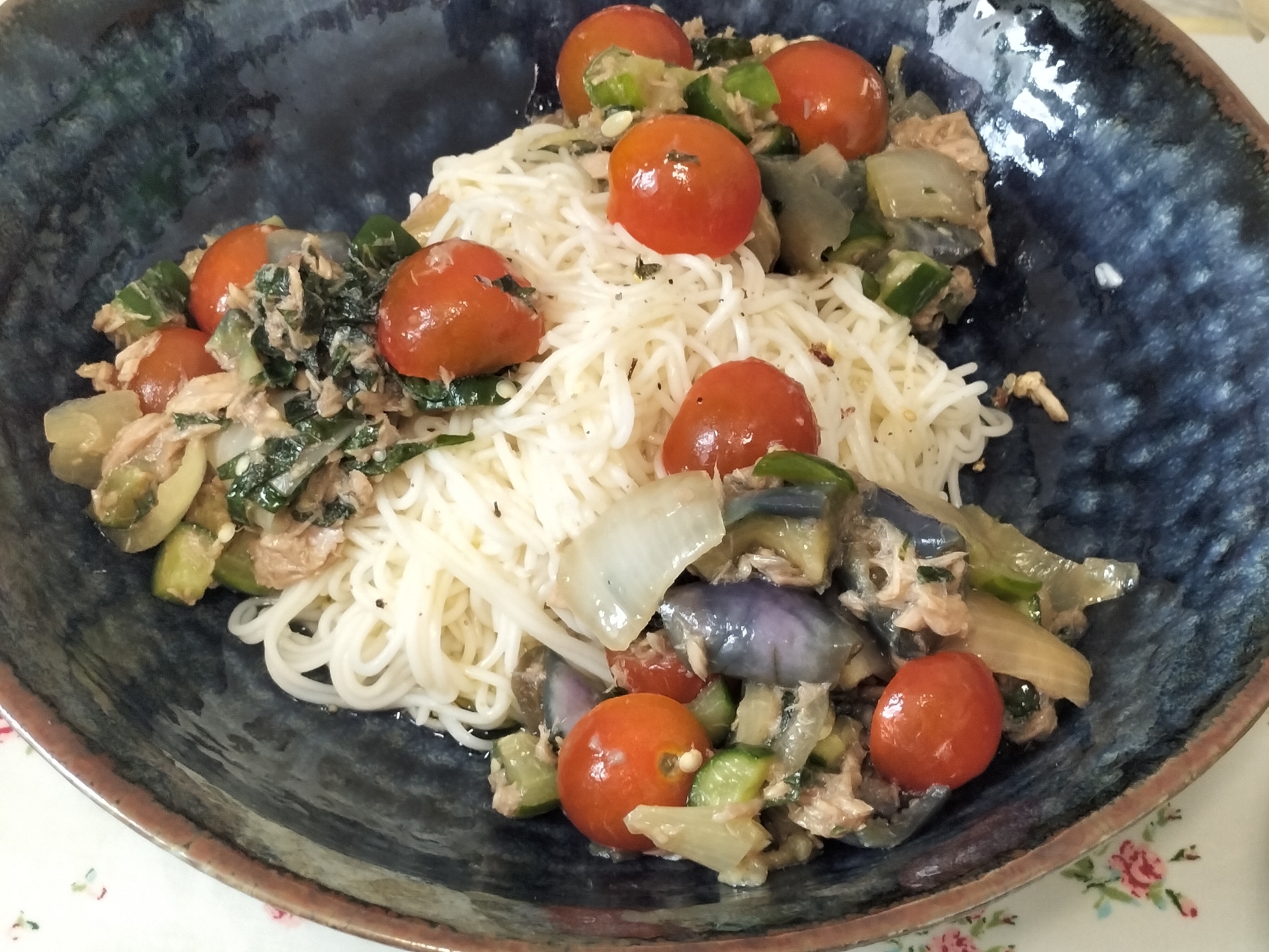 マリネサラダの残りで簡単♪カッペリーニ素麺