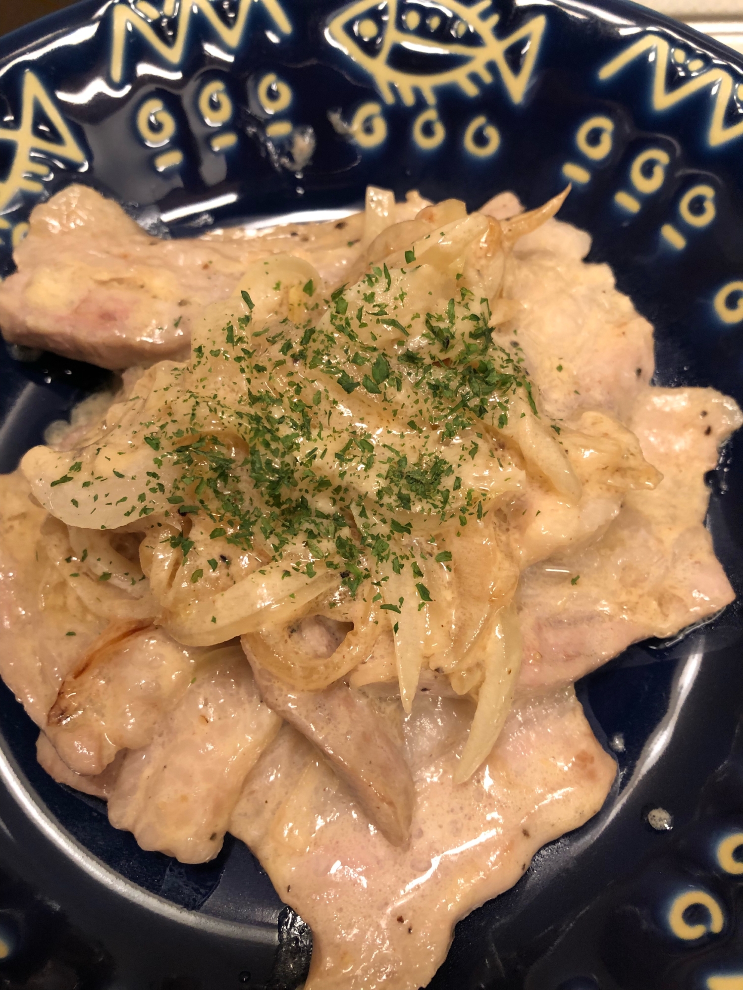 こっさり♪豚肉のからしマヨ豆乳ソース仕立て^_^