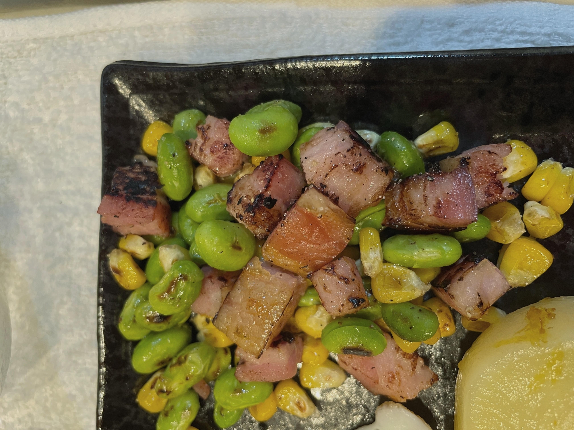 お弁当に！枝豆ととうもろこしとベーコンの炒め物♪