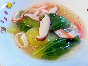チンゲン菜とカニカマのとろみスープ