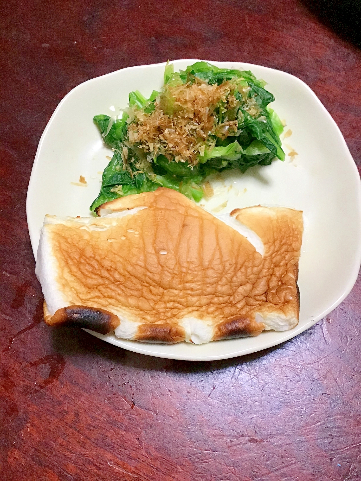 ハンペンのグリル焼きwith小松菜のお浸し。