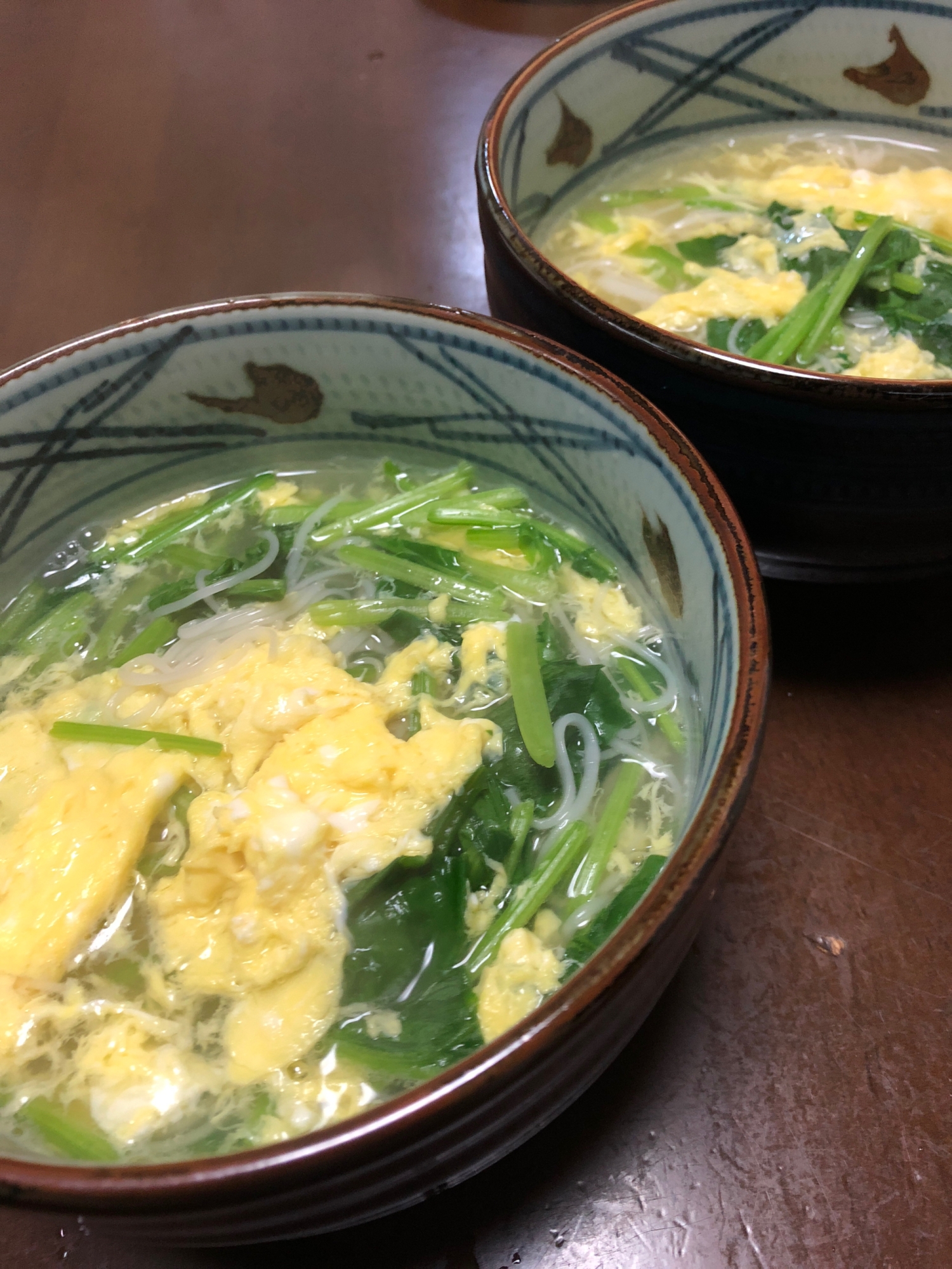 卵とほうれん草のにゅうめん