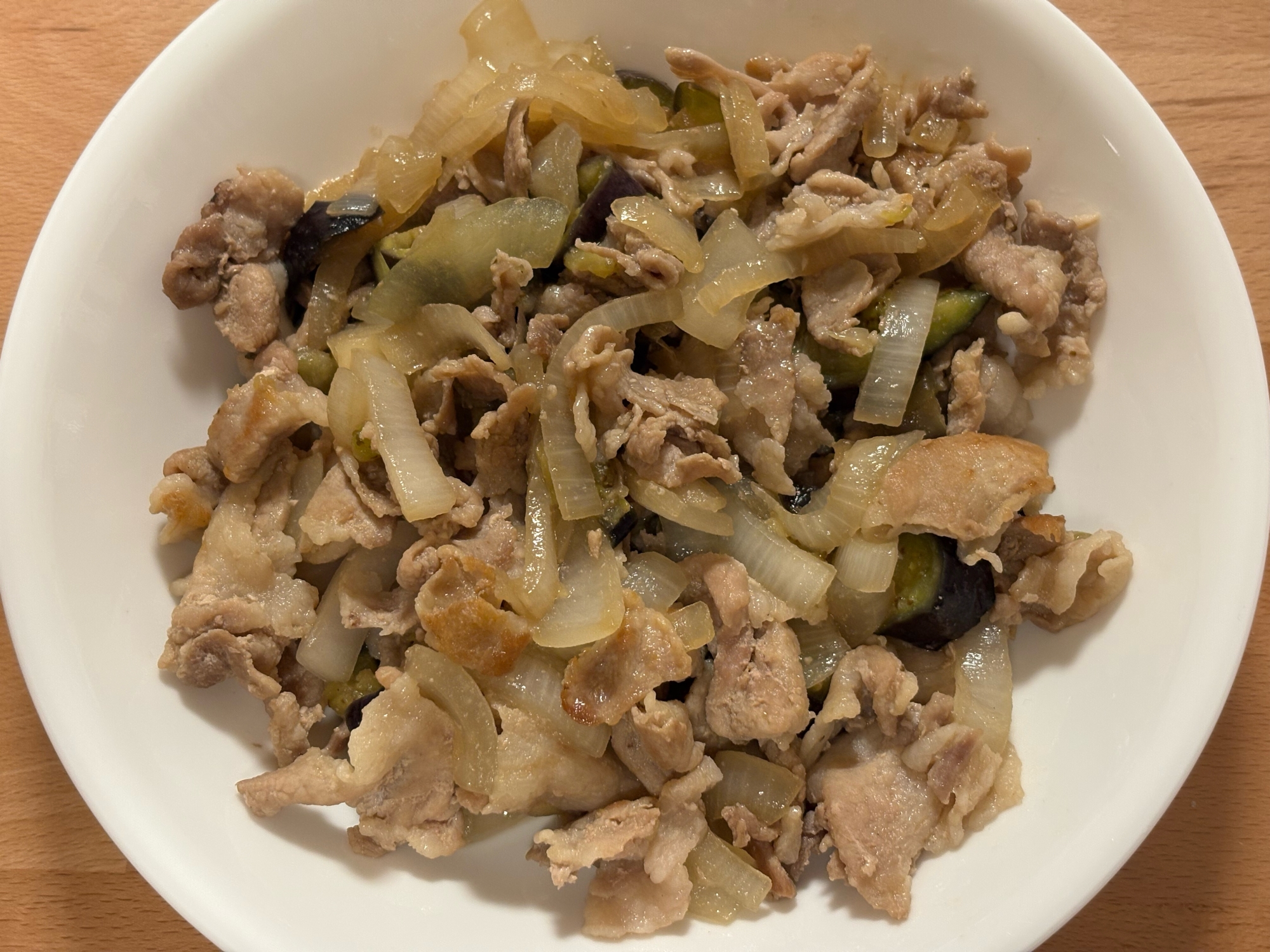 豚肉と玉ねぎとなすの野菜炒め