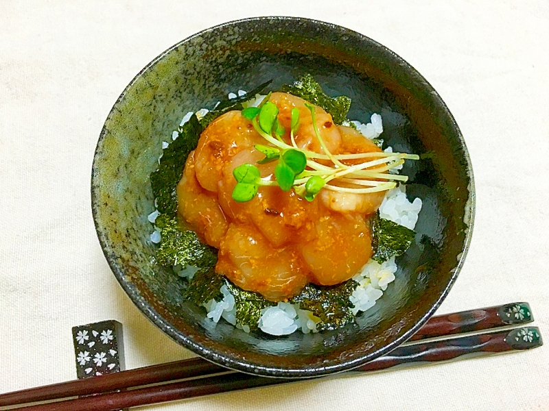 めちゃ簡単♪ホタテ貝柱の雲丹醤油和え丼♡