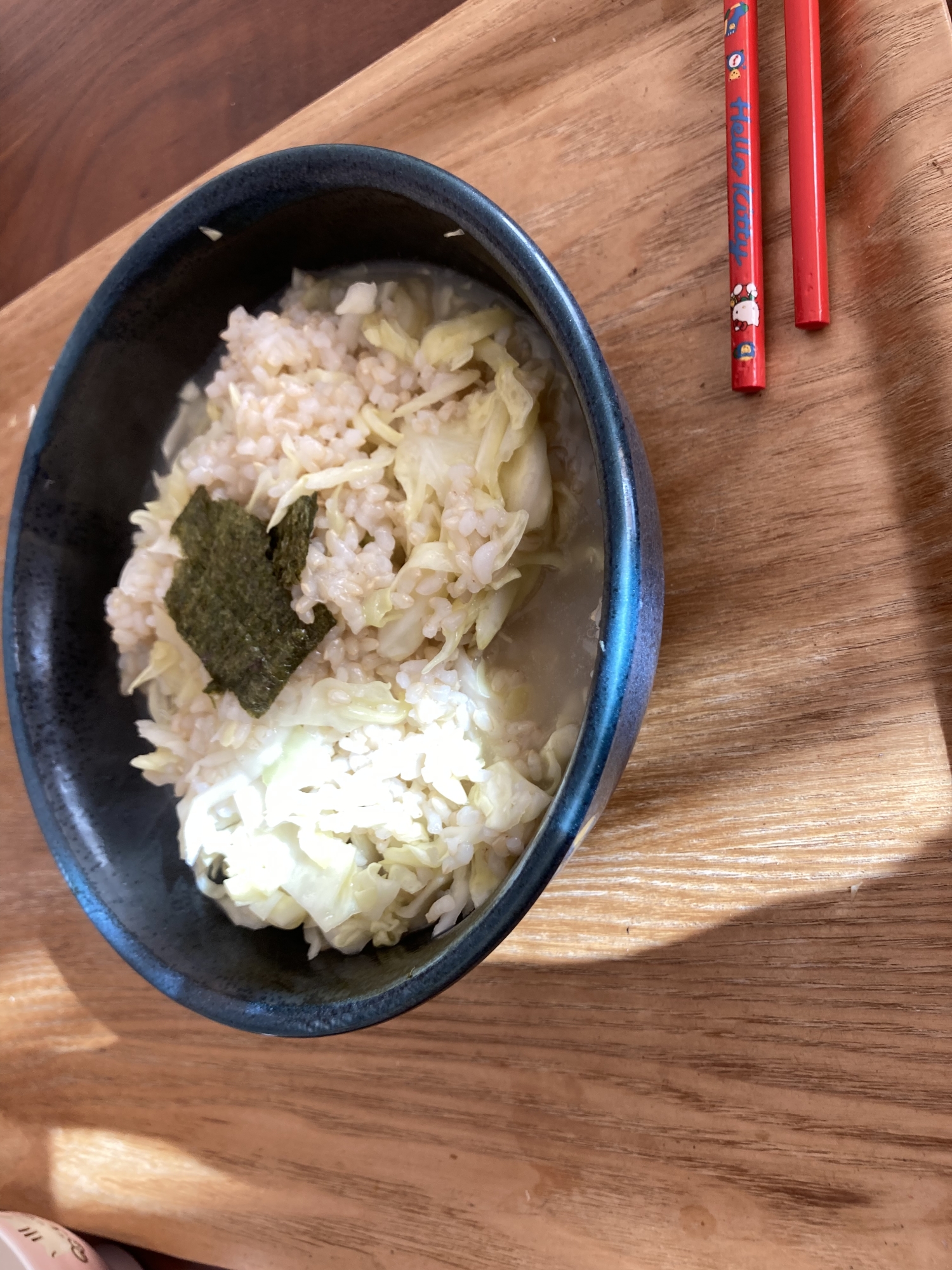 ラーメンの残り汁でキャベツ雑水