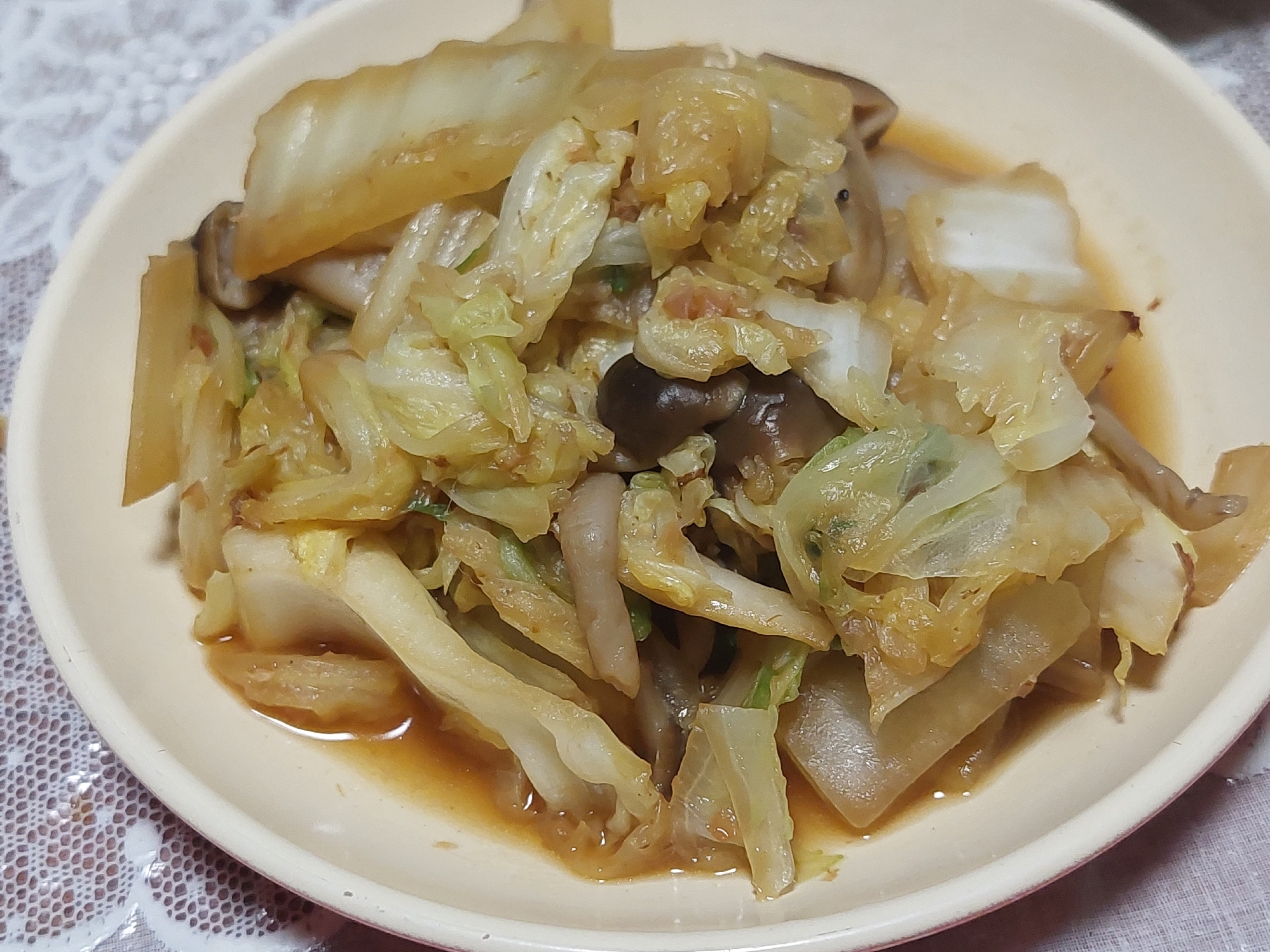 白菜としめじのおかか炒め