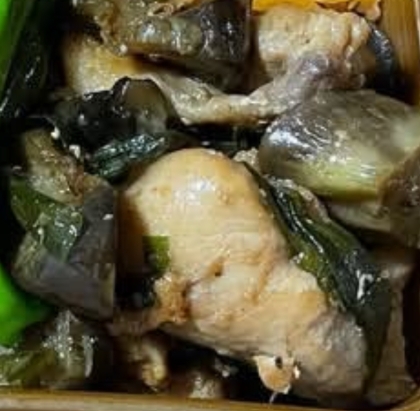 鶏胸肉と茄子の甘酢炒め