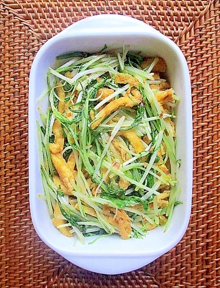 作り置きおかず♪水菜と油揚げのおかか炒め