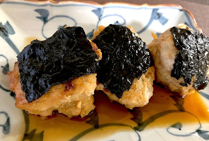 鶏つくねの磯辺焼き風☆味付け海苔で簡単！