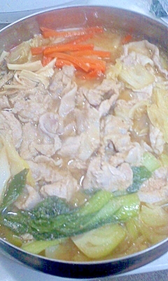 チンゲン菜の味噌鍋