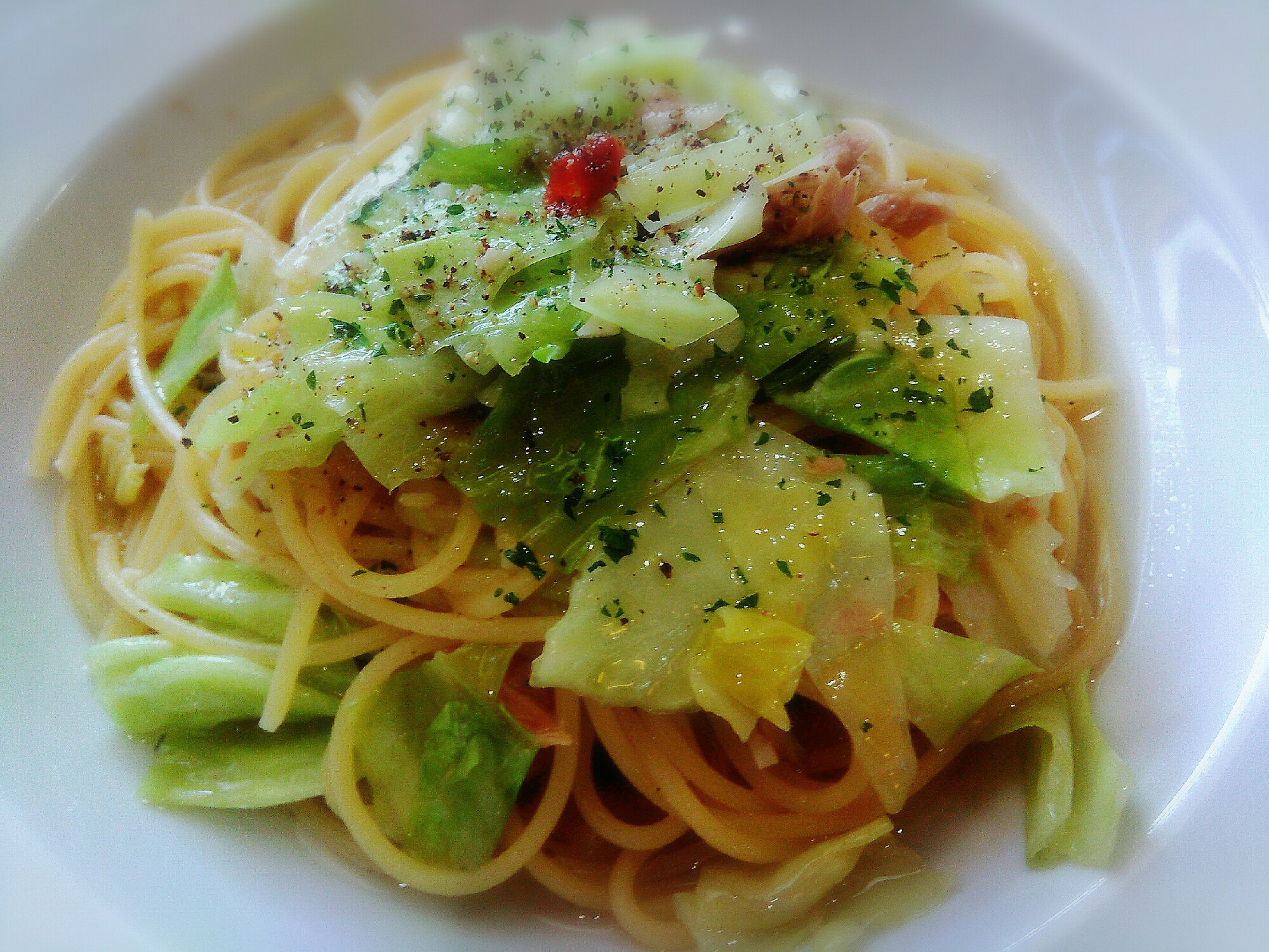 ツナとアンチョビキャベツのスパゲッティ