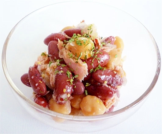 ひよこ豆とレッドキドニービーンズとツナのサラダ レシピ 作り方 By Liqueur 楽天レシピ