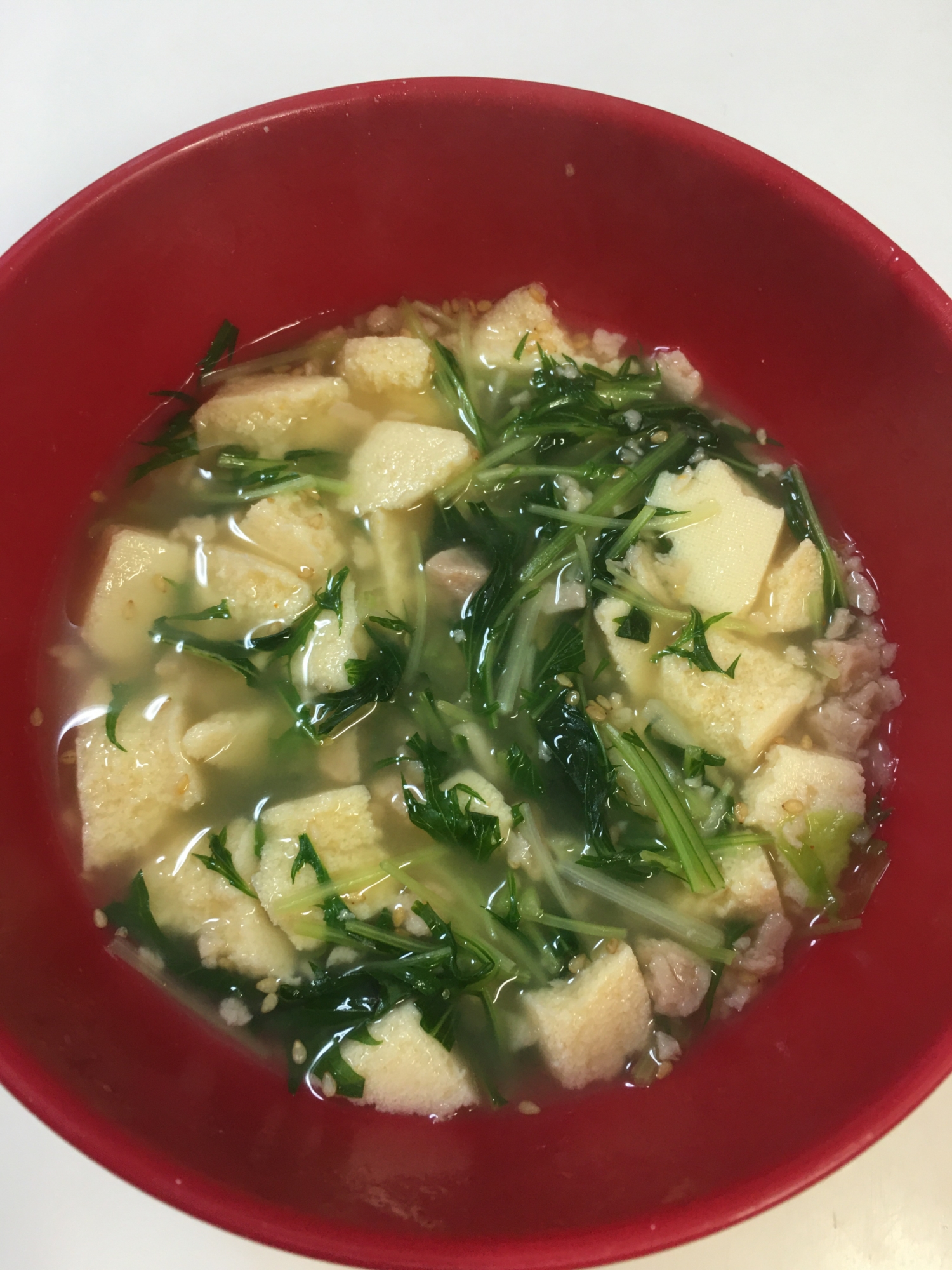 水菜と鳥そぼろ鍋⭐高野豆腐でダイエット食