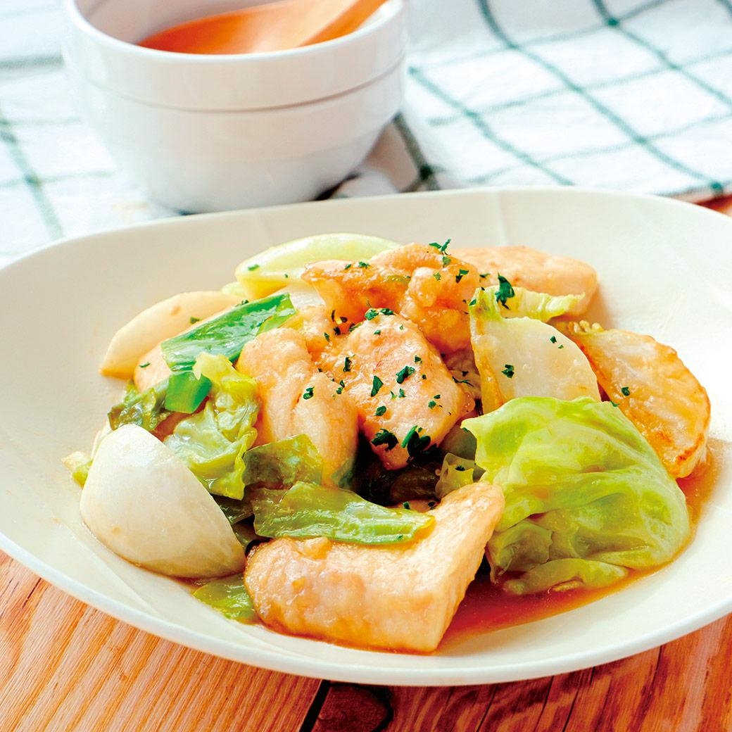 キャベツとチキンのさっぱりビネガー炒め