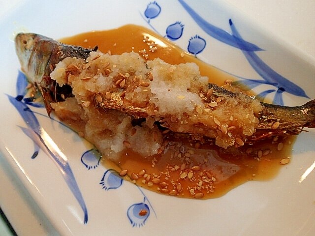 ゆずぽん酢で　大根おろしと亜麻仁の焼き塩イワシ