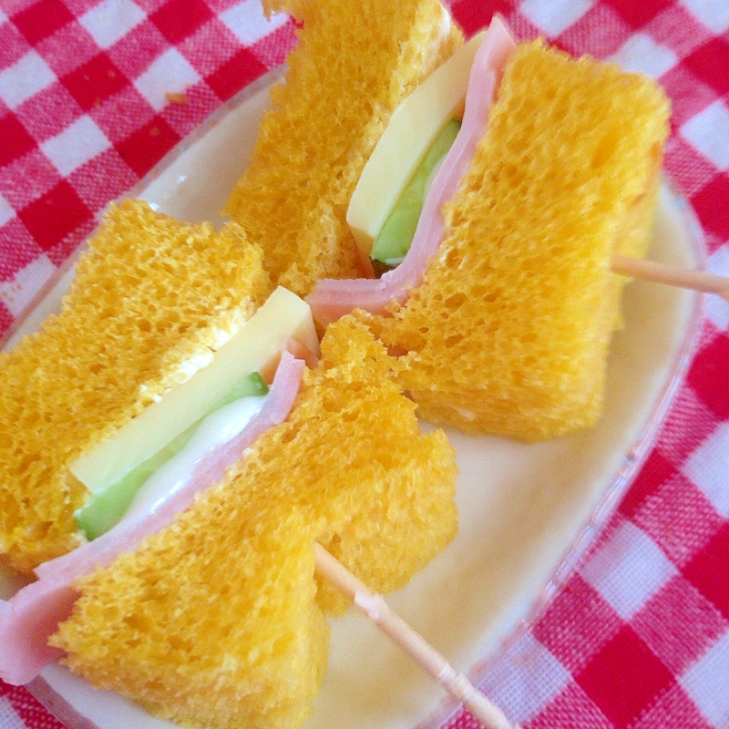 ハム&きゅうり&チーズのスティックサンドイッチ♡