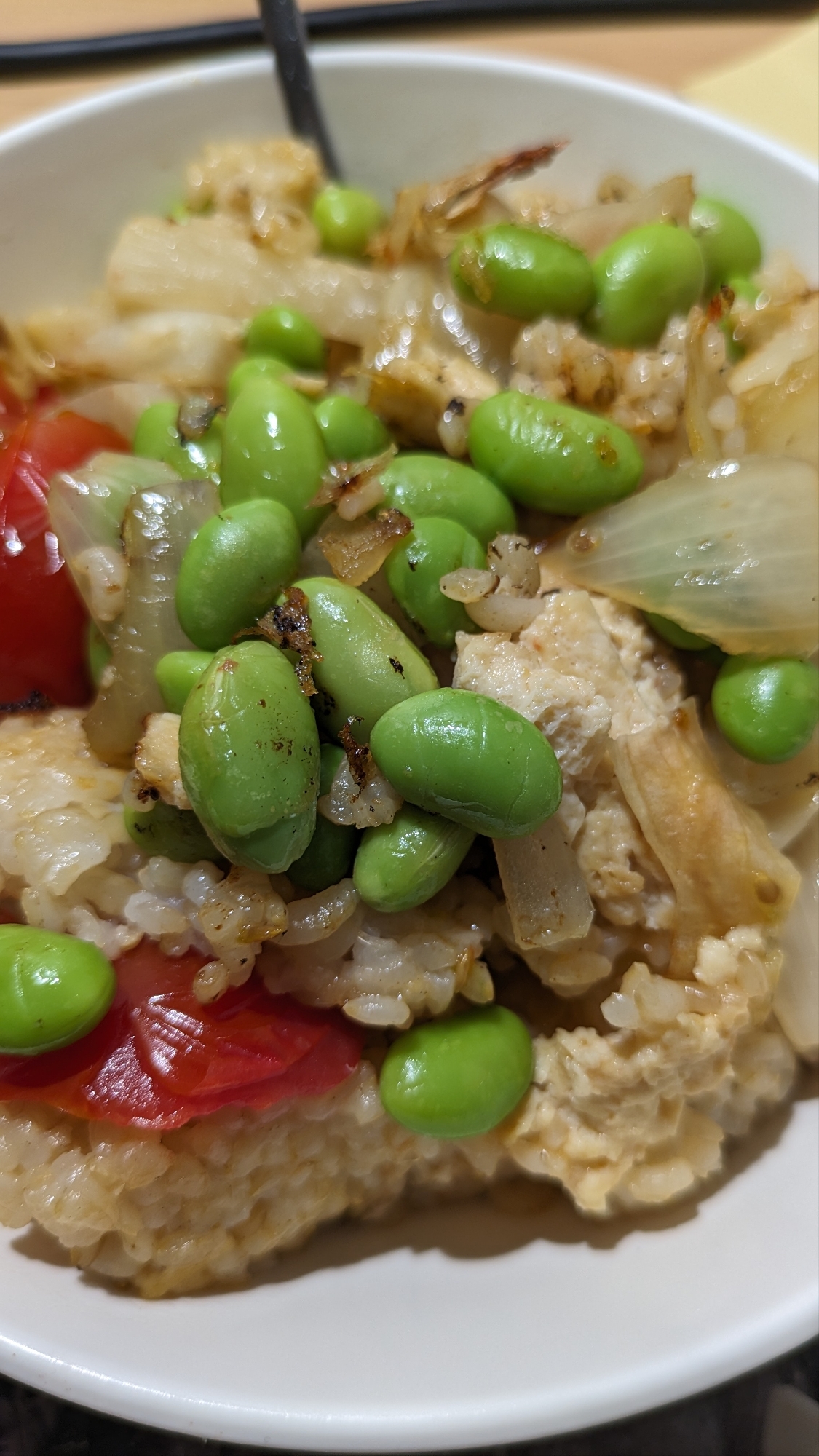 和風 大根玉ねぎ鶏むねご飯炒め枝豆 にんにく風味