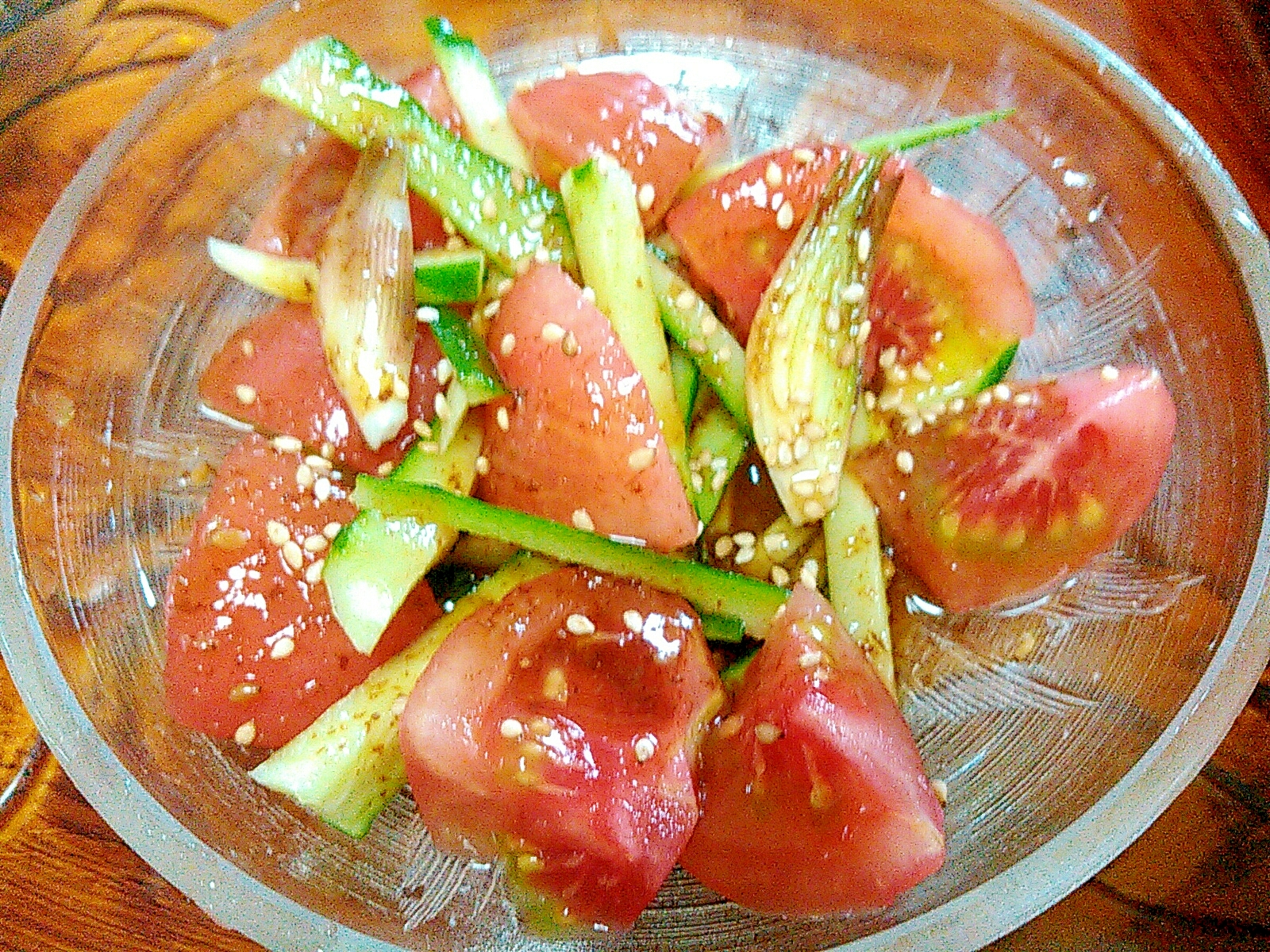 キュウリ茗荷トマトの中華風サラダ