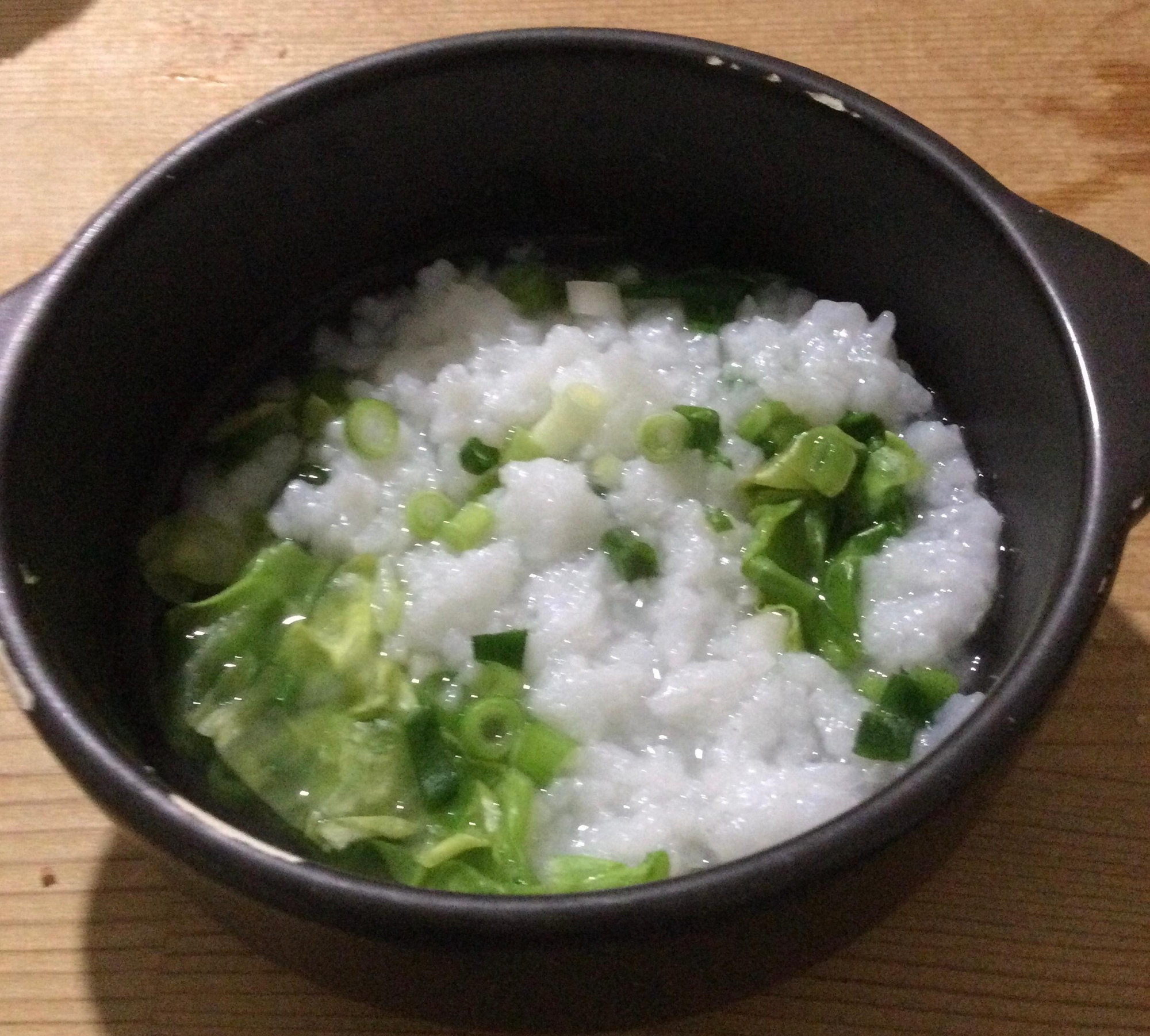 キャベツ細ねぎ入りおかゆ♪