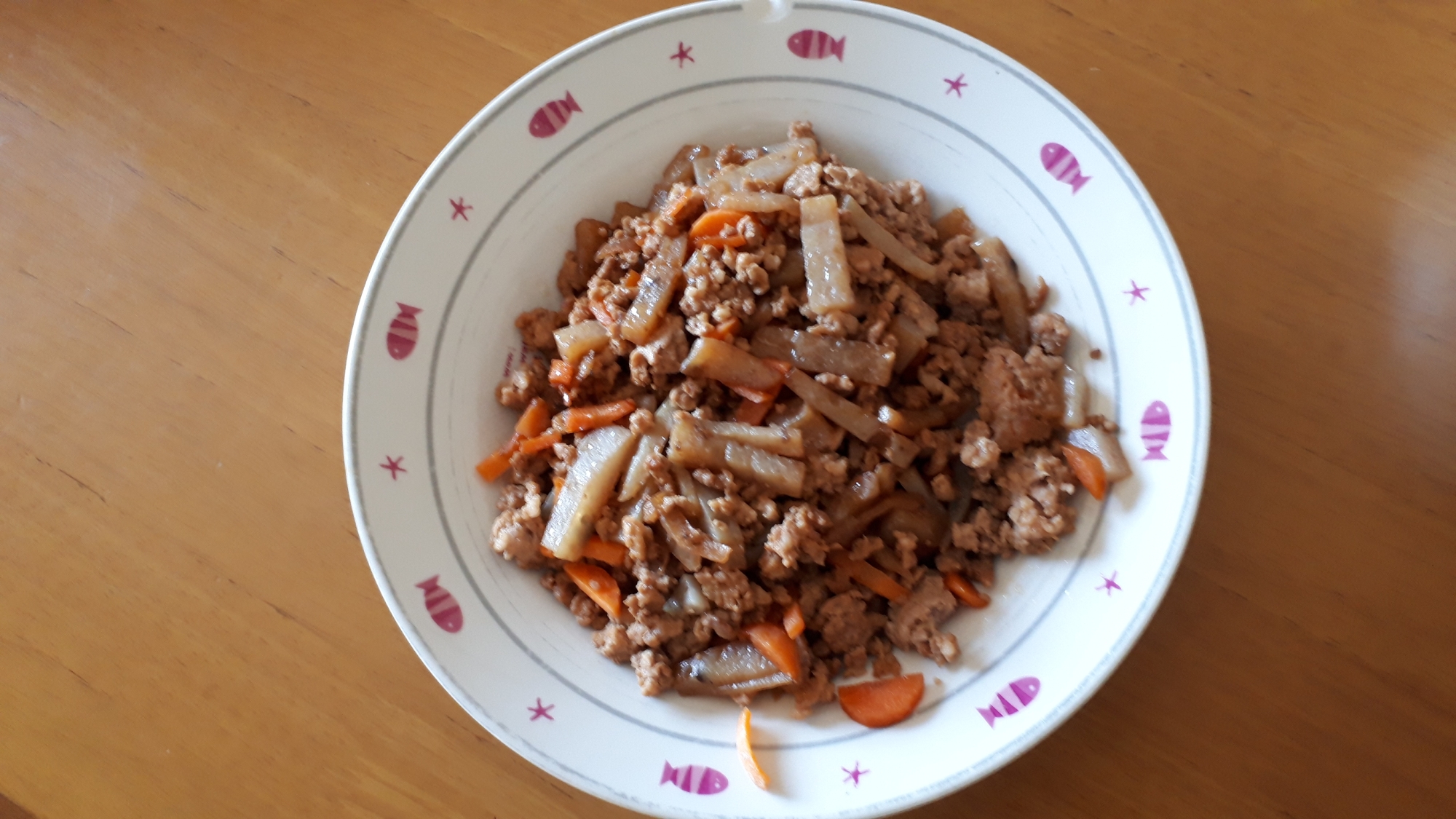 豚ミンチとこんにゃくの生姜醤油炒め