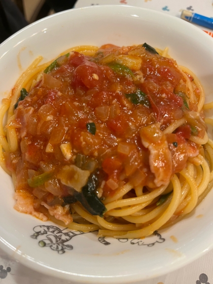 さば缶のトマトパスタです☆食べたい時にサッ！とね♪