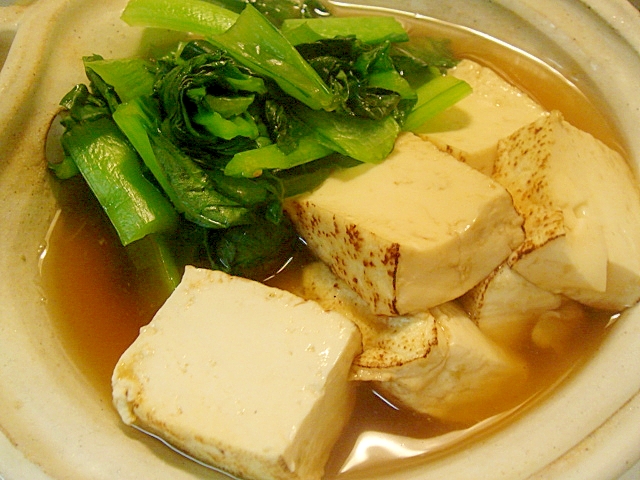 焼き豆腐と小松菜の煮物
