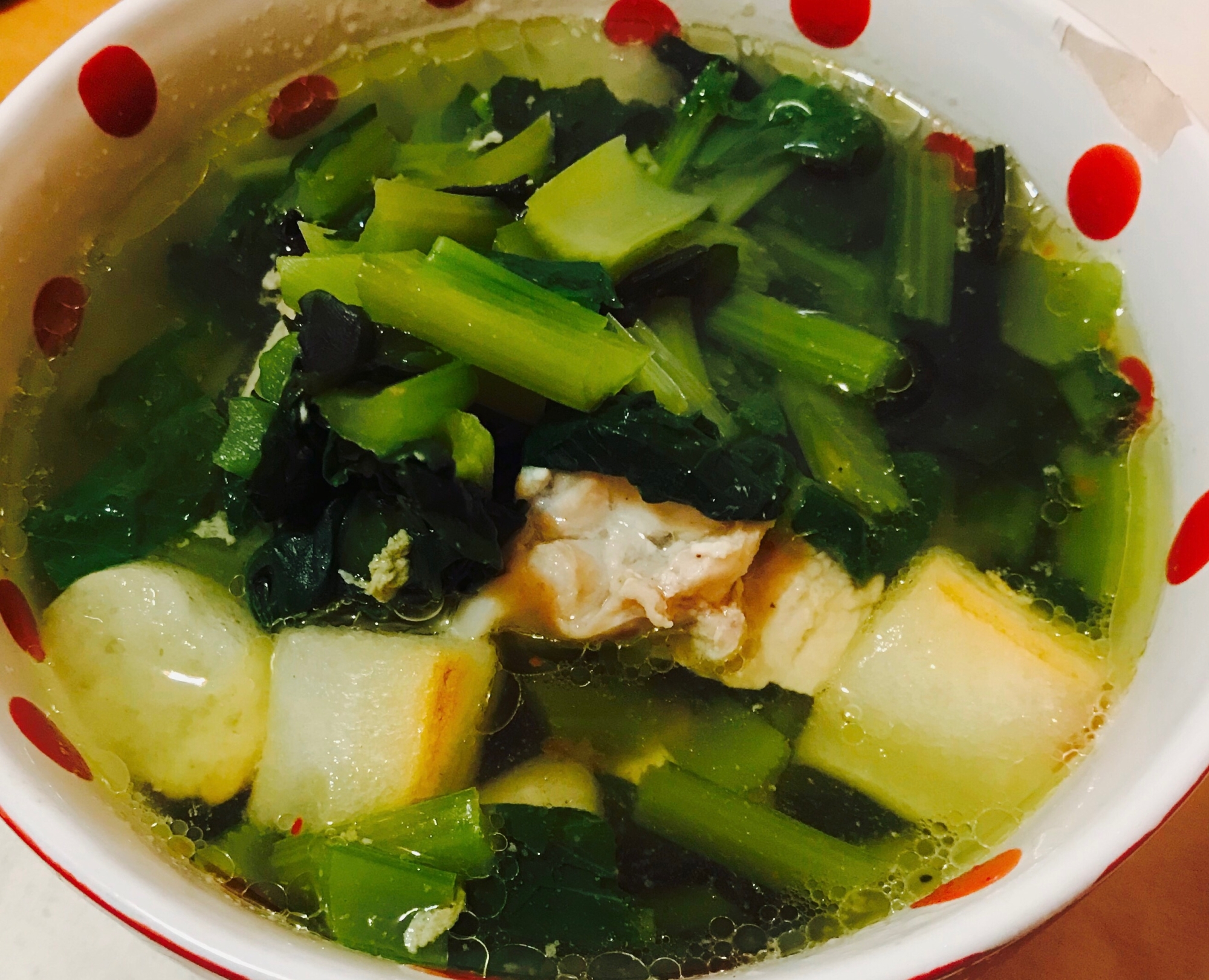 小松菜と鶏肉のやさしいスープ
