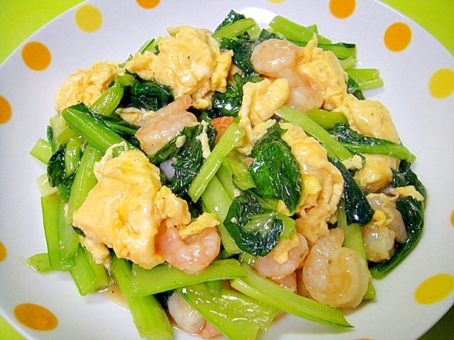 小松菜とむきえびのとろみ卵炒め レシピ 作り方 By Mint74 楽天レシピ 小松菜とむきえびのとろみ卵炒め レシピ 作り方 By Mint74 楽天レシピ