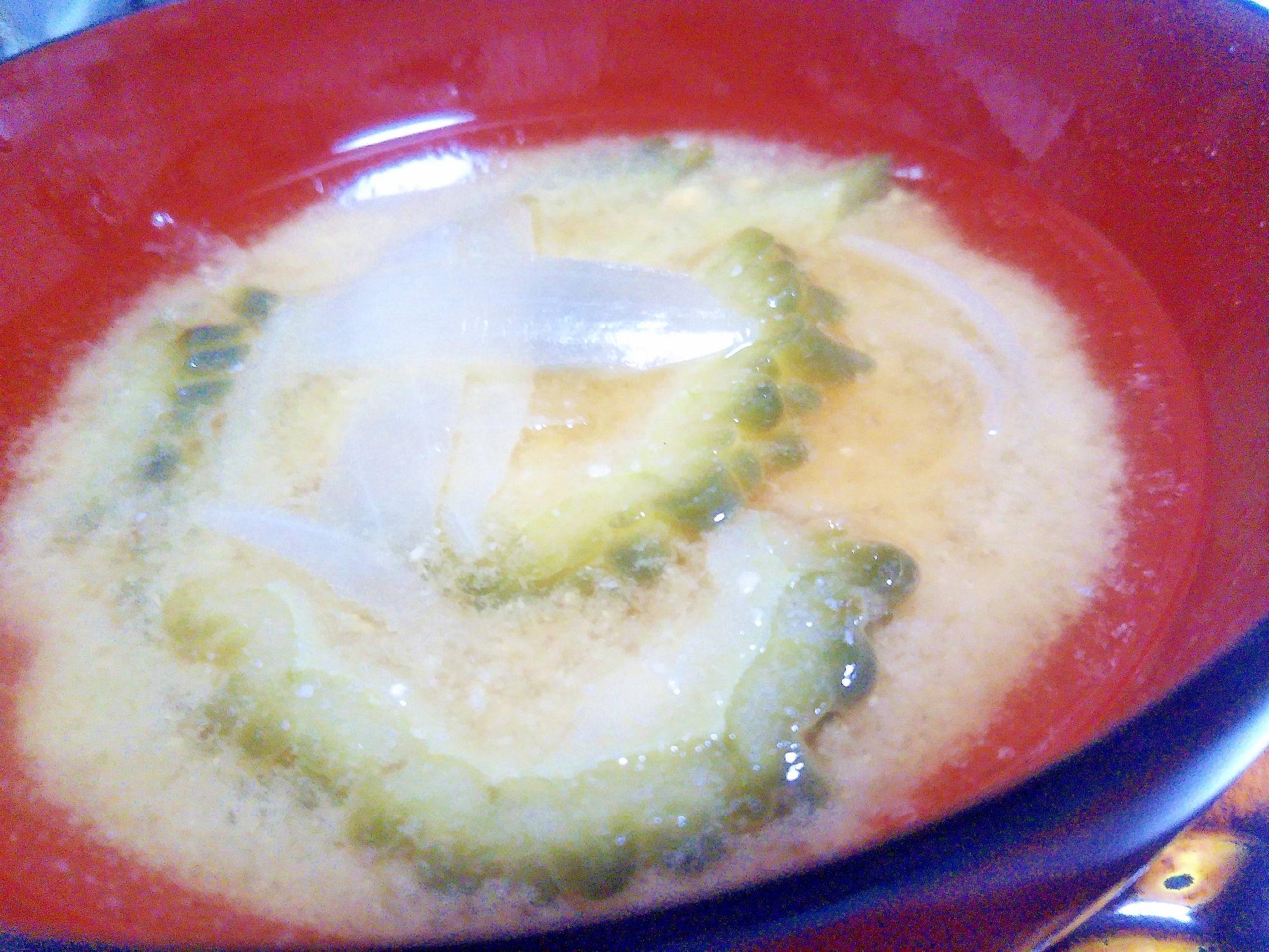 ゴーヤ&玉葱の味噌汁