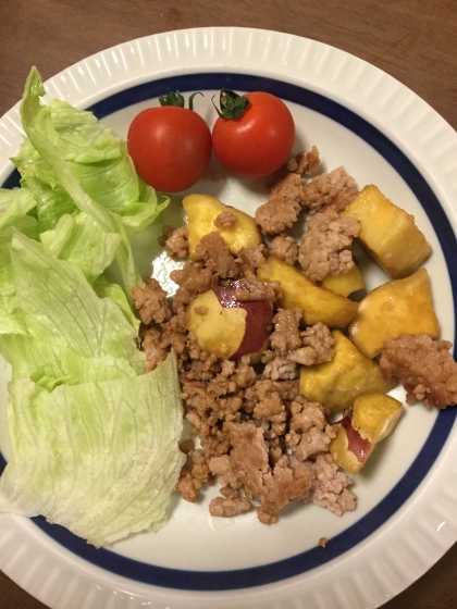 さつまいもと挽肉の炒め煮