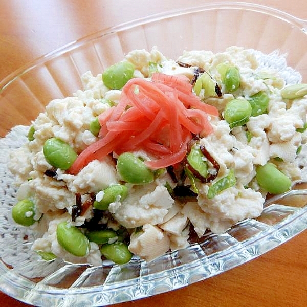 ５分！塩昆布と枝豆で白和え♪（崩し豆腐風）